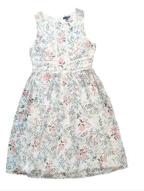 Aqua Bloomingdale's Multicolor Floral O-ring Detail Sleeveless Dress Medium